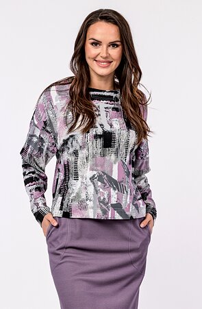 Volnější kratší lila dámská halenka 7819