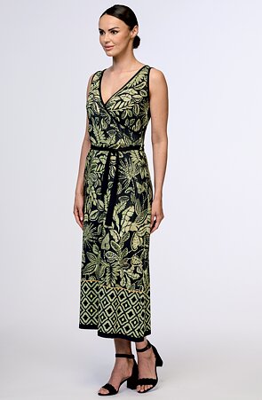 Delší zeleno černé dámské šaty bez rukávů 7214