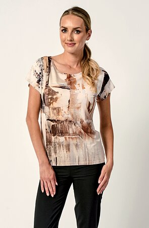 Kimonová béžová dámská halenka se  zastřeným vzorem 784