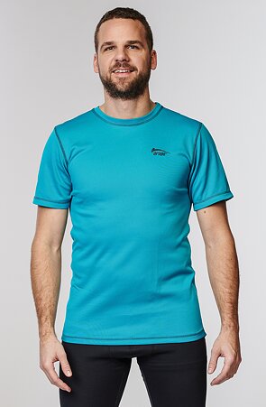 Tmavo tyrkysové pánske termo tričko s krátkym rukávom 972
