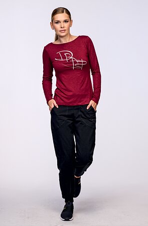 Černé bavlněné dámské volnější kalhoty s kapsami 340