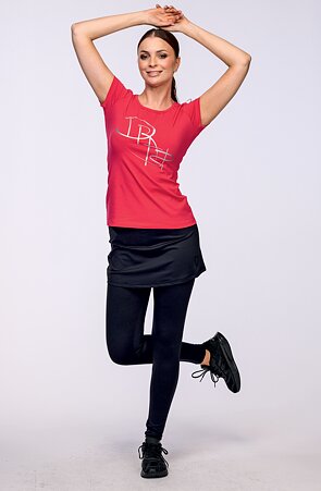 Funkční sportovní černé dámské kalhoty s všitou sukní a potiskem 331 lom