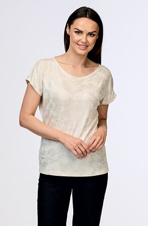 Kimonová smetanová dámská halenka s leskem 784