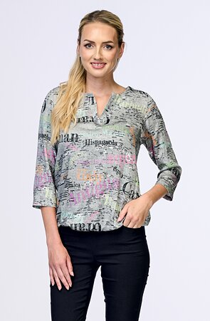 Šedá dámská halenka s 3/4 rukávy 7827