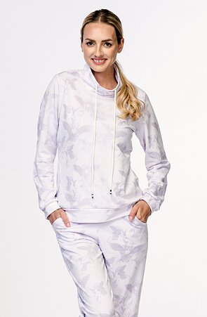 Bílošedá květovaná dámská mikina 656