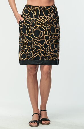 Volnější černožlutá dámská sukně ke kolenům 142