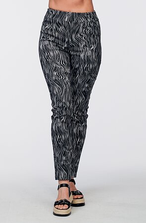Úzke čierno-biele dámske nohavice s vlnami 823