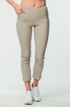 Elegantní úzké béžové dámské kalhoty nad kotníky 364 mic