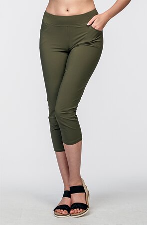 Funkční khaki dámské 3/4 kalhoty s kapsami 246 sil