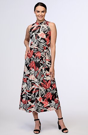 Dámské květované šaty se stojáčkem 7236