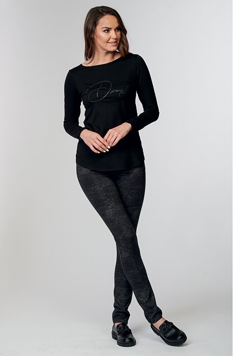 Elegantní úzké černostříbrné dlouhé dámské kalhoty 347