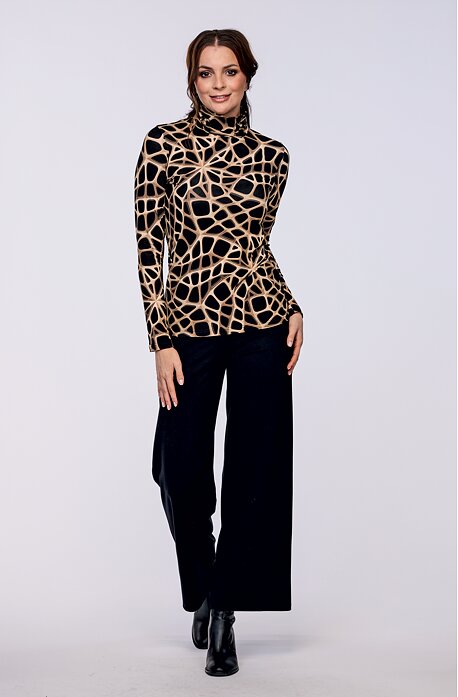 Elegantní široké černé dámské kalhoty po kotníky 334