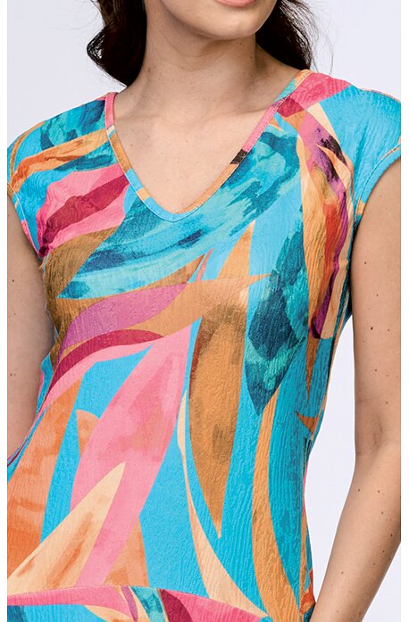 Dlouhé volné tyrkysové dámské šaty 7202