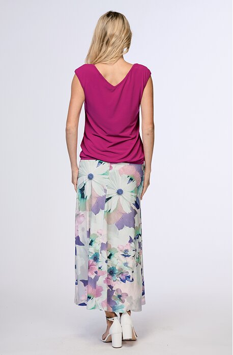 Dlouhá dámská sukně s lila květy 106