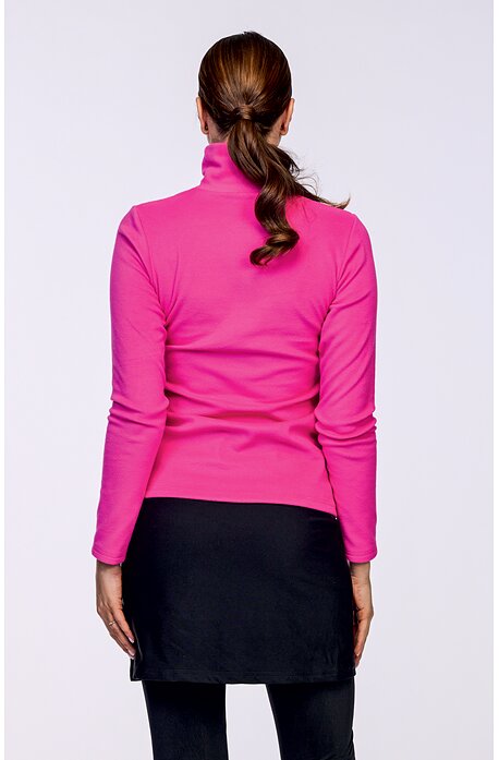 Fleecový růžový dámský rolák s dlouhými rukávy 61