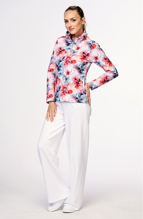 Bílé široké teplákové dámské kalhoty s gumou v pase 317