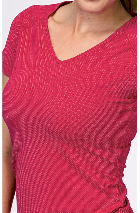 Sportovní třpytivé červené dámské tričko s raglánovými rukávy 33