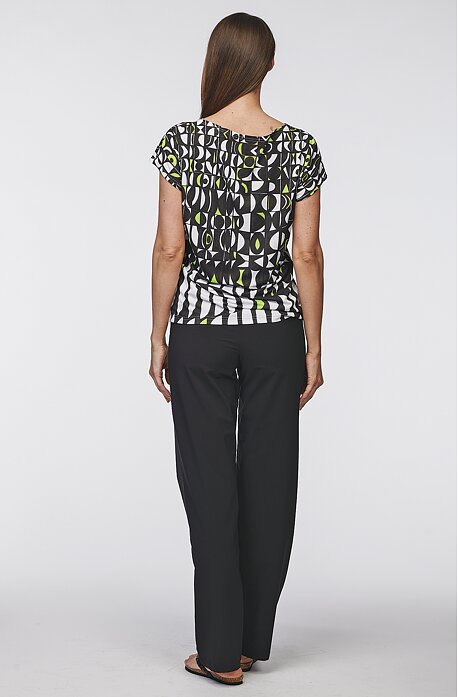 Širšie letné čierne dlhé nohavice s vreckami 352