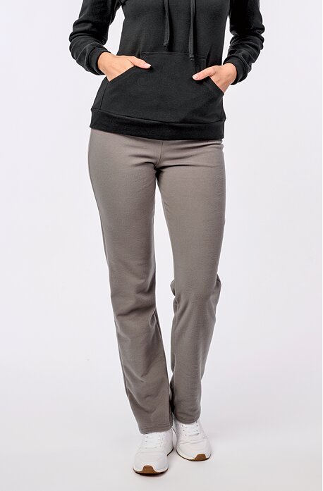 Fleecové šedohnědé dámské kalhoty z užšími nohavicemi 380