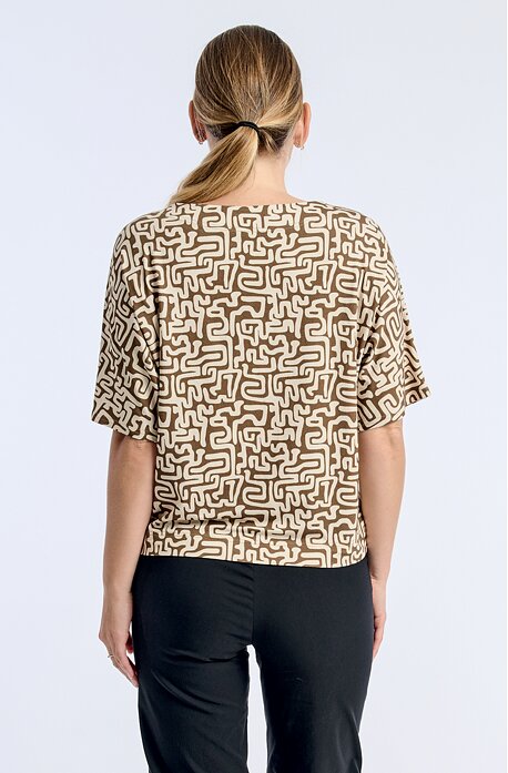 Kratší kimonová béžovo khaki dámská halenka 7739