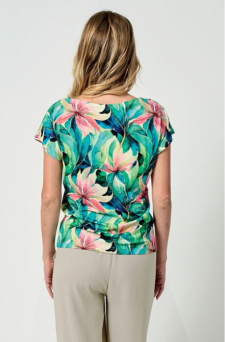 Kimonová modro zelená květinová dámská halenka 784