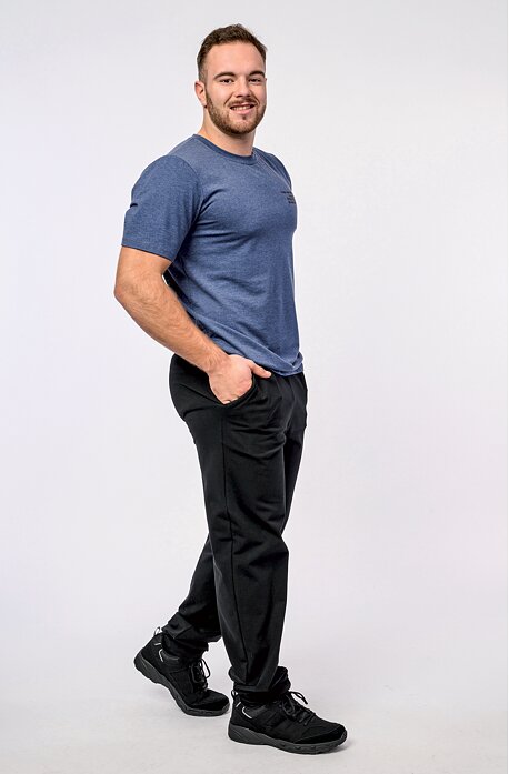 Černé bavlněné pánské kalhoty 419