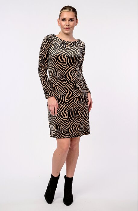 Dámské béžovočerné sametové dámské šaty 7088