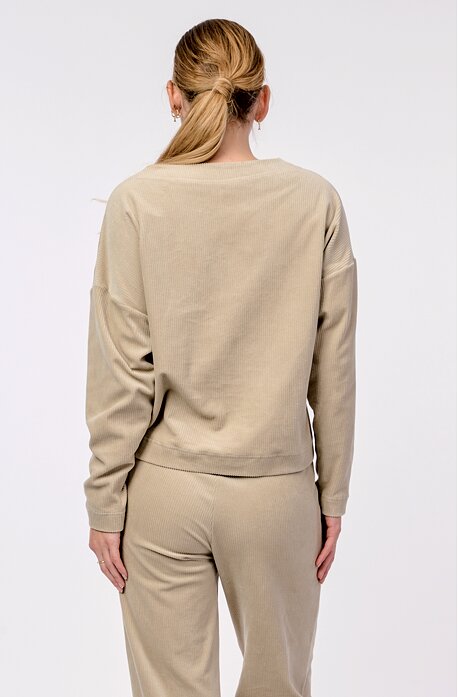 Volnější kratší béžová dámská halenka 7819