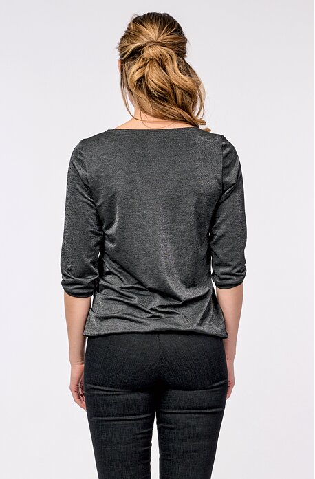 Elegantní antracitová dámská halenka s 3/4 rukávy 7837