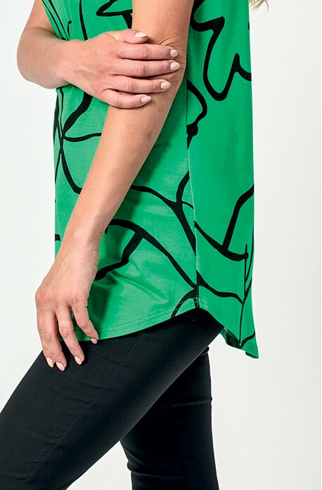 Delší kimonová zeleno černá dámská halenka 7754