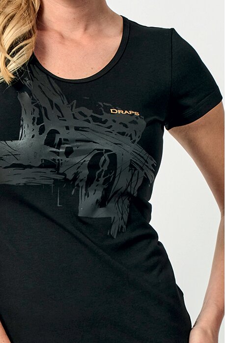 Bavlněné černé dámské tričko s potiskem 65