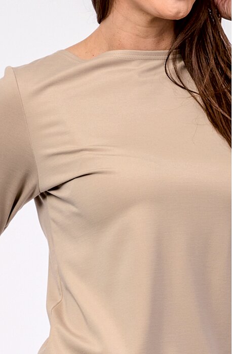 Volnější latté dámská halenka s dlouhými rukávy 7791