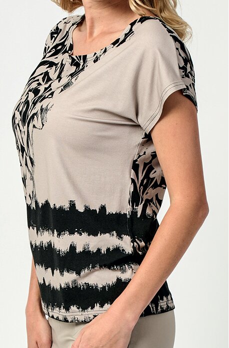 Kimonová béžovo černá dámská halenka 784