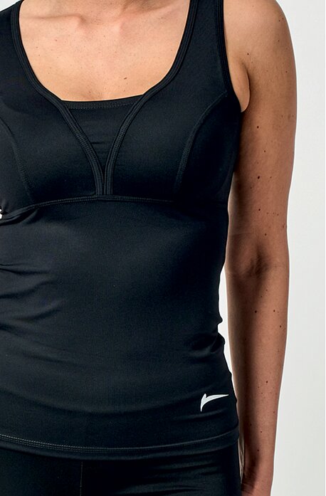 Funkční přiléhavé černé dámské tílko s členením 17 lom