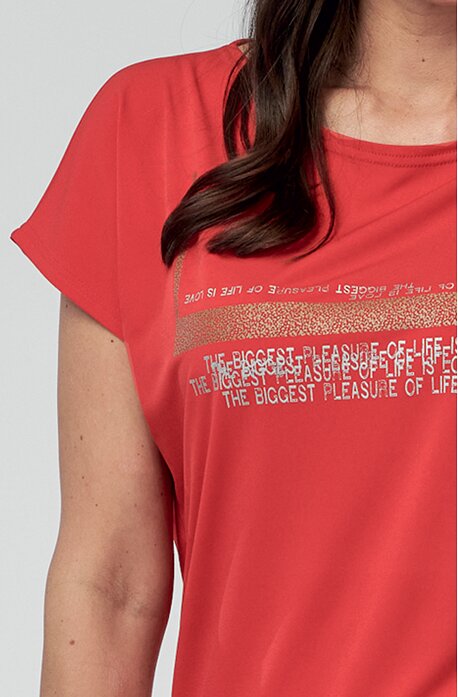 Kimonová červená dámská halenka s potiskem 7789