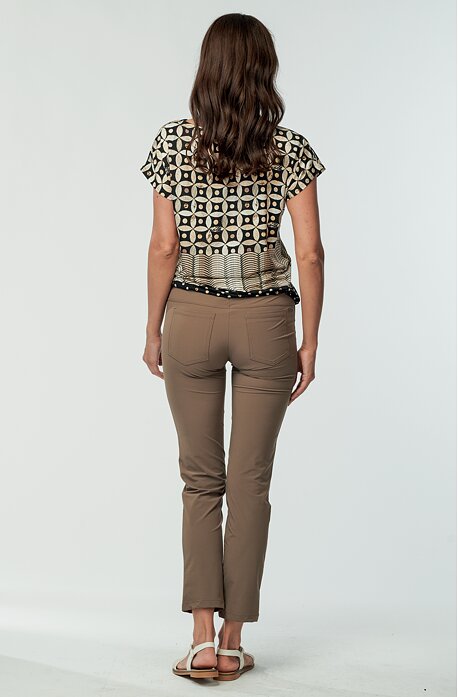 Funkční úzké hnědé dámské kalhoty nad kotníky 313 sil