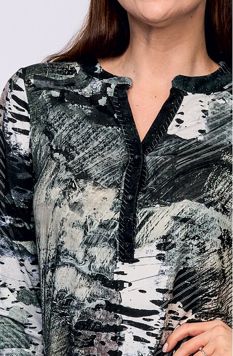 Košilová šedočerná dámská halenka s légou 806