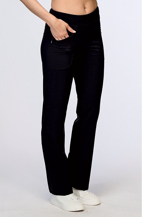 Funkční černé rovné dámské kalhoty s kapsami 319 sil