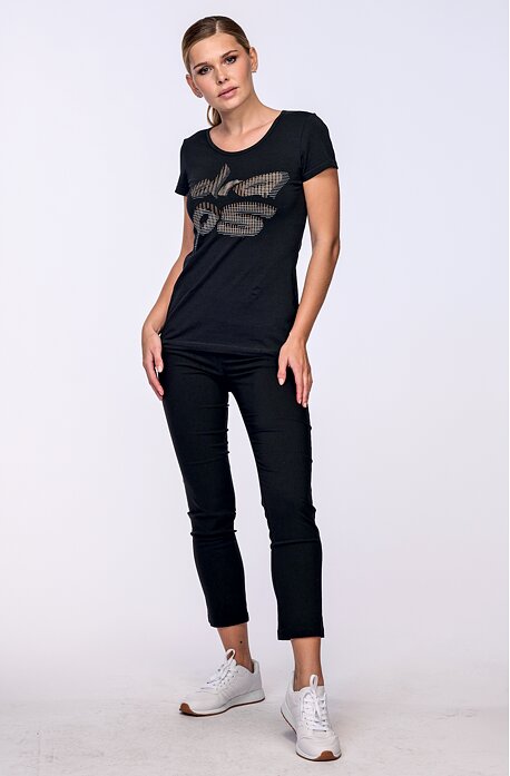 Elegantné čierne dámske nohavice nad členky 364