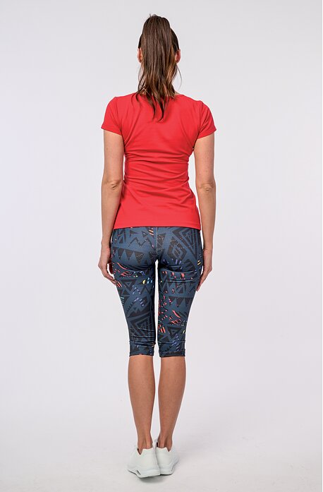 Sportovní petrolejové dámské 3/4 kalhoty s barevným vzorem 259