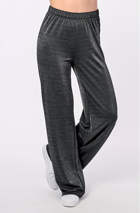 Antracitové široké teplákové dámské kalhoty s gumou v pase 317