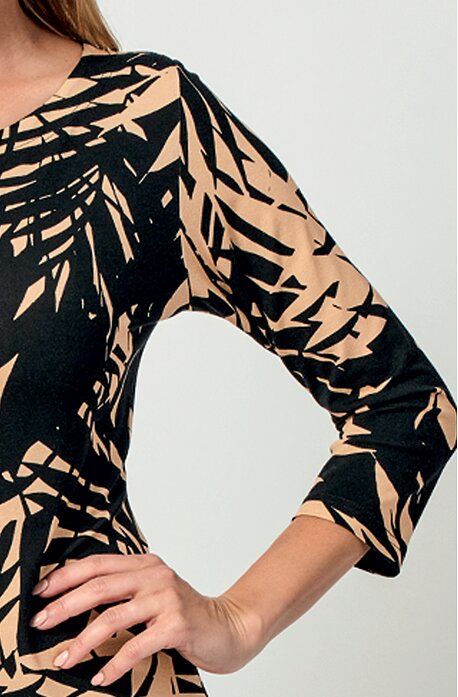 Elegantní černohnědé dámské šaty s 3/4  rukávy 7156