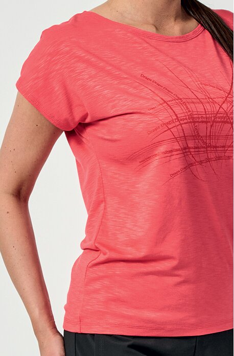 Kimonové lososová dámské tričko s lesklým potiskem 48