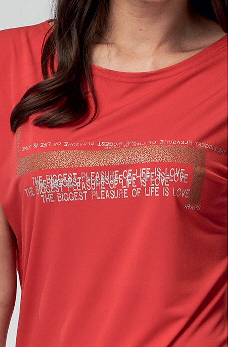 Kimonová červená dámská halenka s potiskem 7789