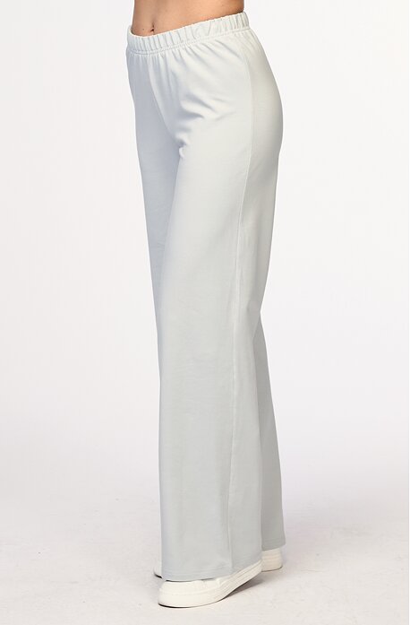 Světle šedé široké teplákové dámské kalhoty s gumou v pase 317