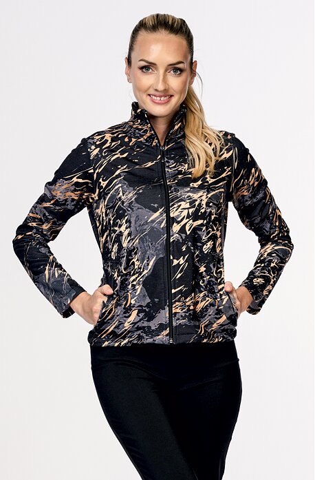 Černozlatá dámská mikina na zip 643