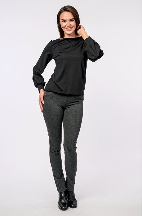 Antracitové úzké dlouhé dámské kalhoty 305