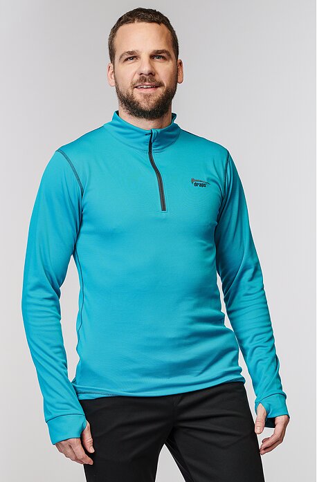 Tmavě tyrkysové pánské termo tričko se stojáčkem a dlouhými rukávy 994