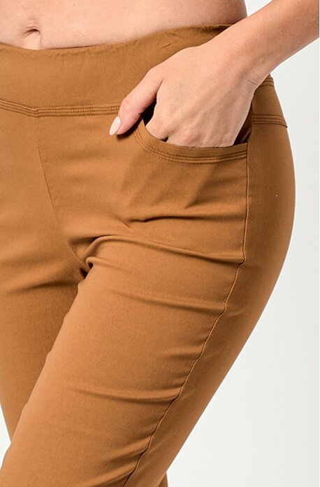 Elegantní skořicové dámské kalhoty nad kotníky 364 mic