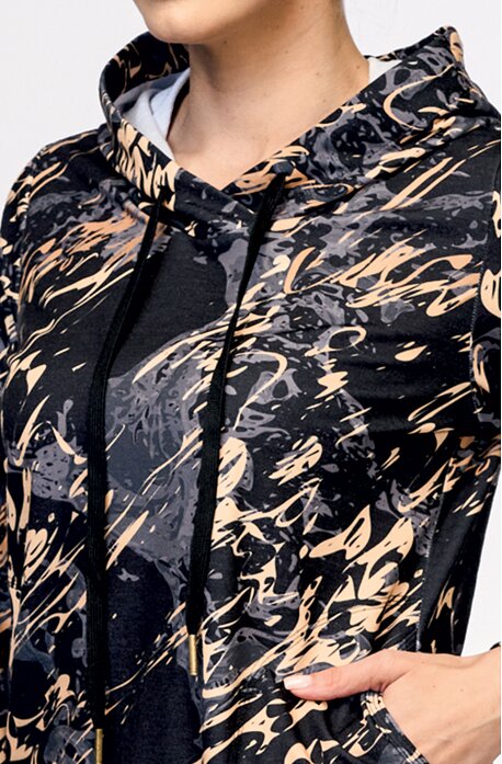 Černozlatá dámská mikina s kapucí 627